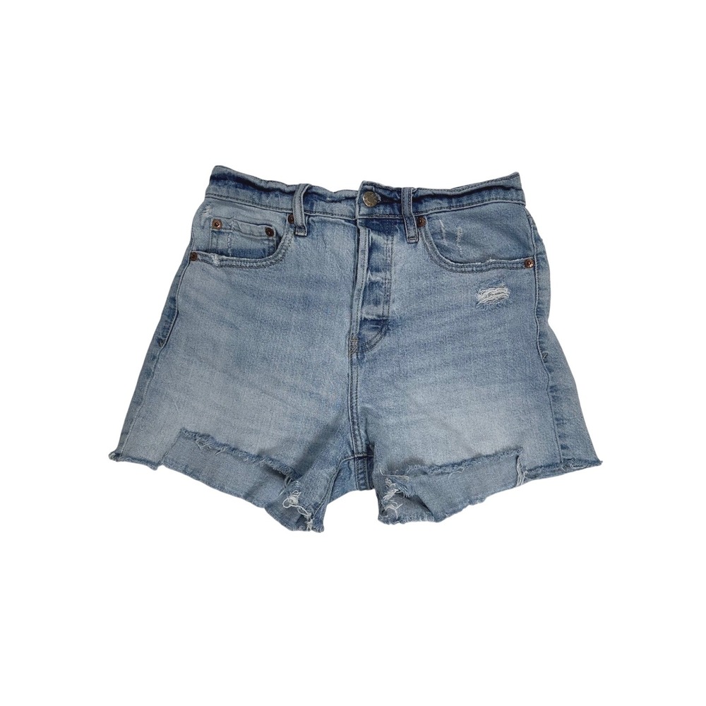 DAZE Tough Love Denim Shorts Size 26 Button Fly Distressed High Waist